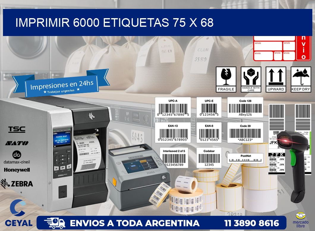 IMPRIMIR 6000 ETIQUETAS 75 x 68