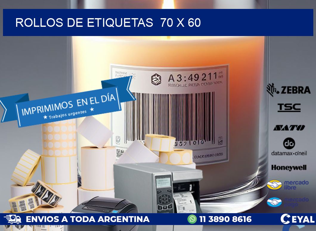 ROLLOS DE ETIQUETAS 70 x 60