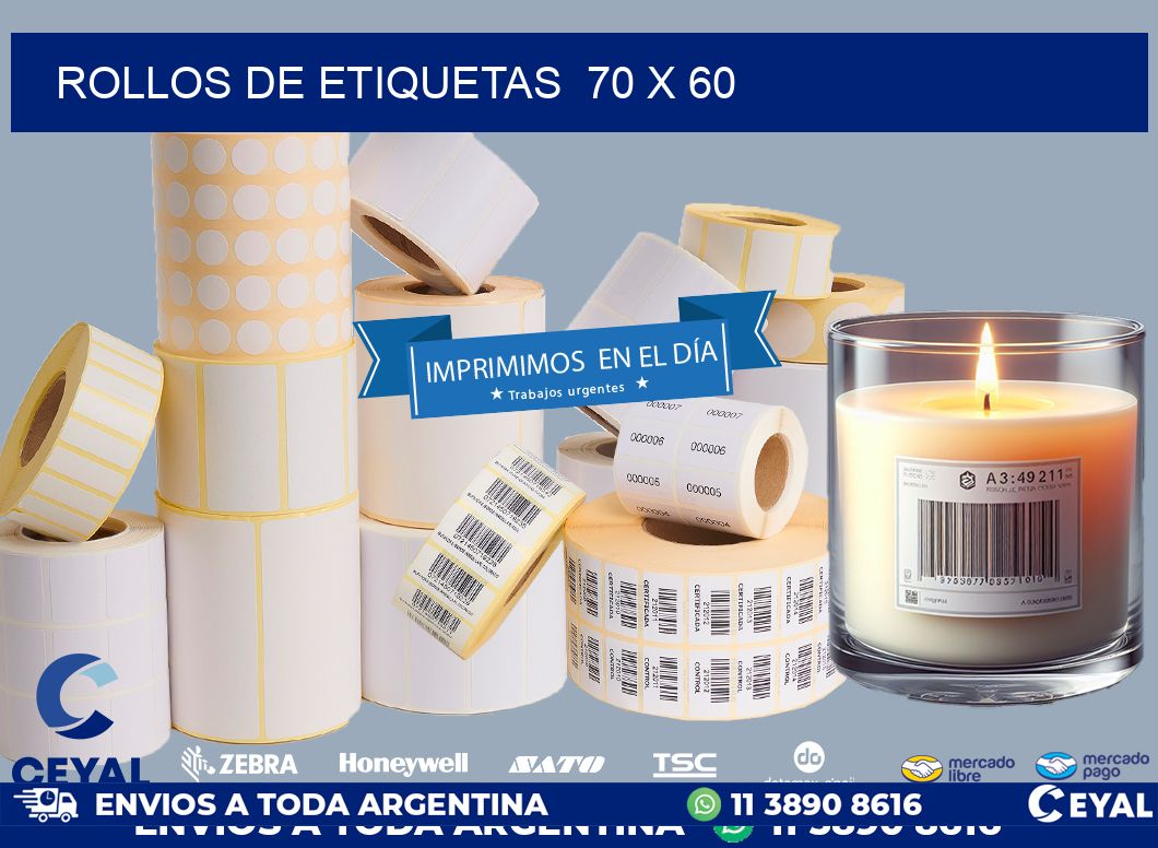 ROLLOS DE ETIQUETAS 70 x 60