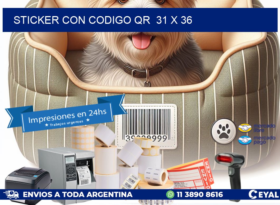 STICKER CON CODIGO QR 31 x 36