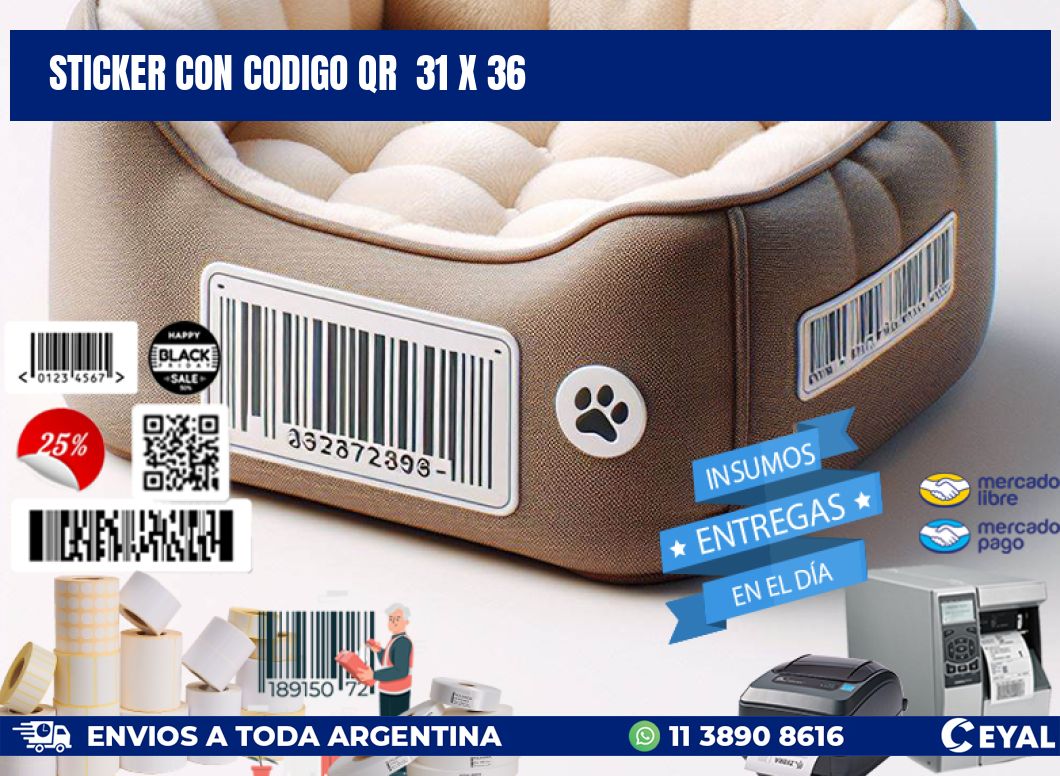 STICKER CON CODIGO QR 31 x 36