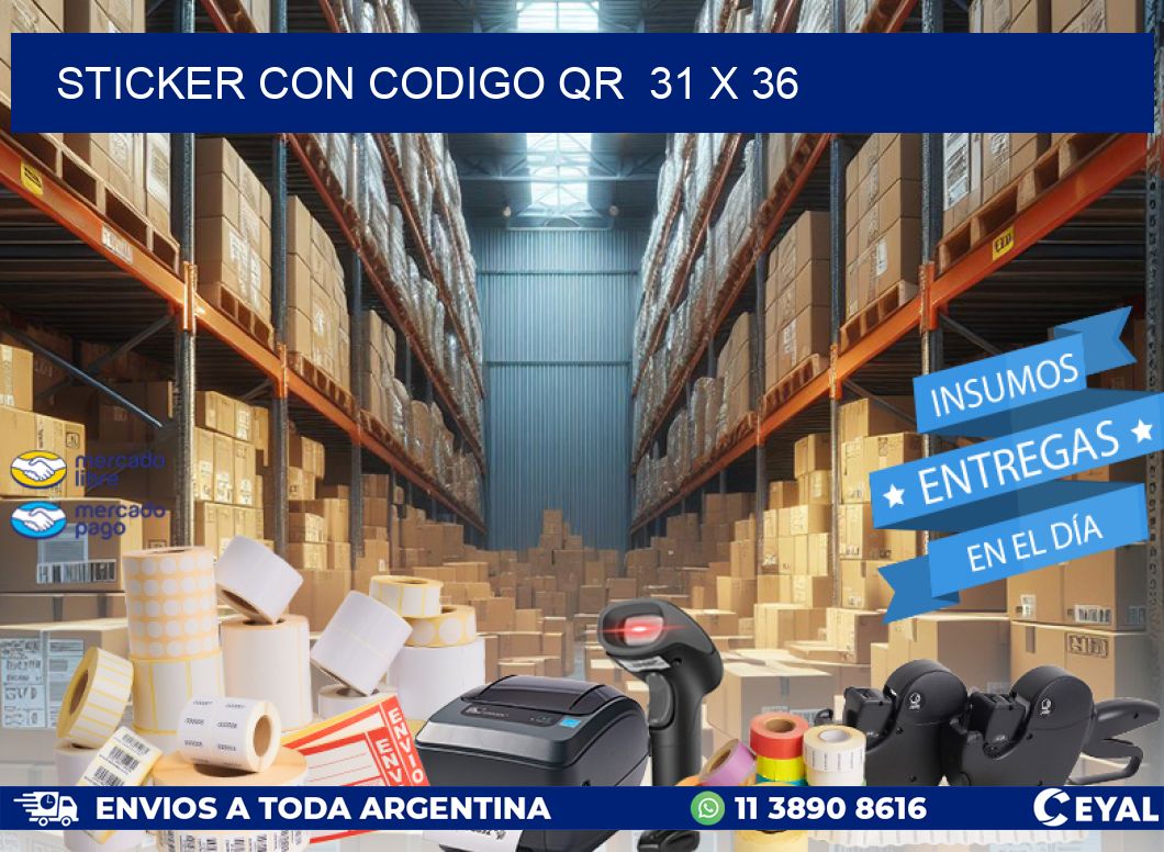STICKER CON CODIGO QR 31 x 36