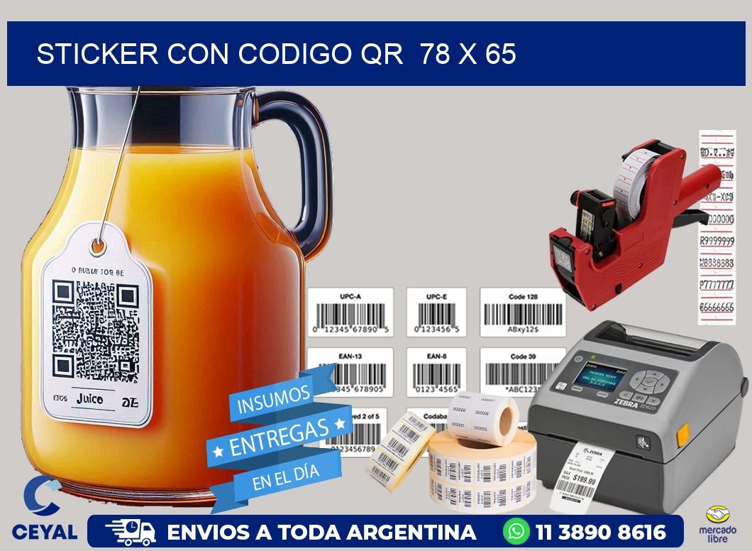 STICKER CON CODIGO QR  78 x 65