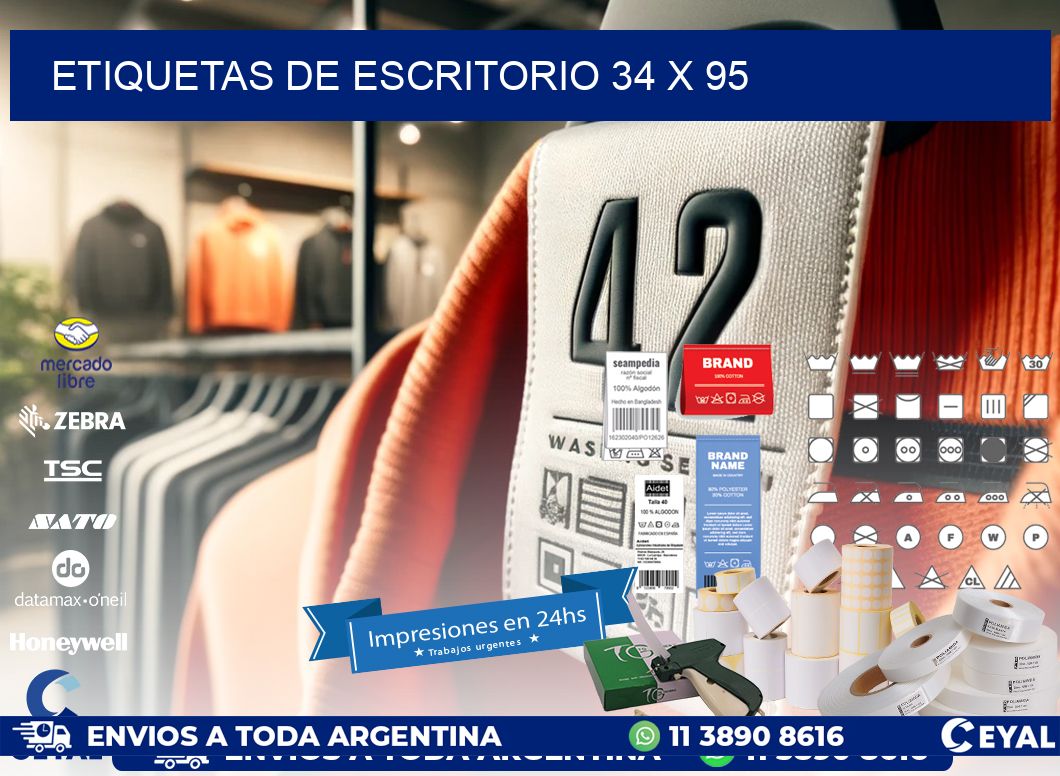 etiquetas de escritorio 34 x 95