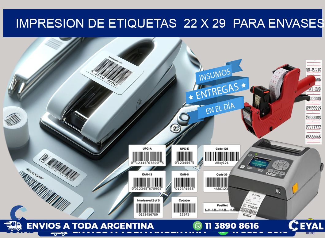 impresion de etiquetas  22 x 29  para envases