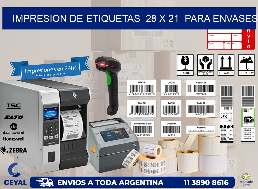 impresion de etiquetas  28 x 21  para envases
