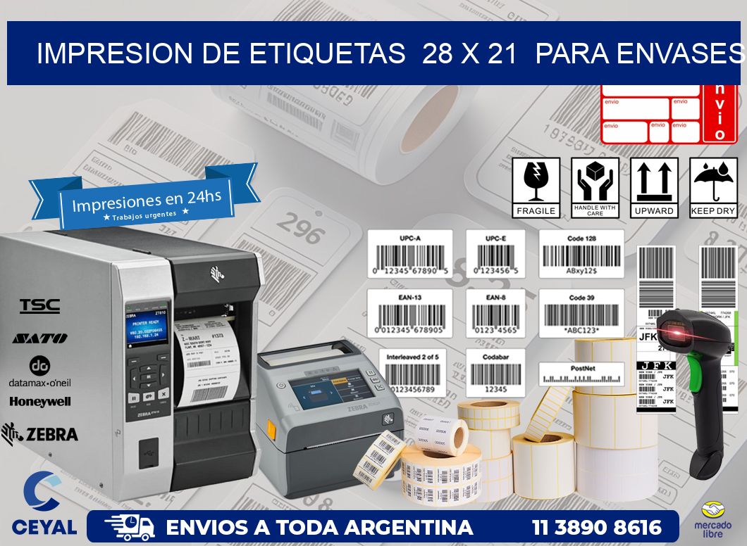 impresion de etiquetas  28 x 21  para envases