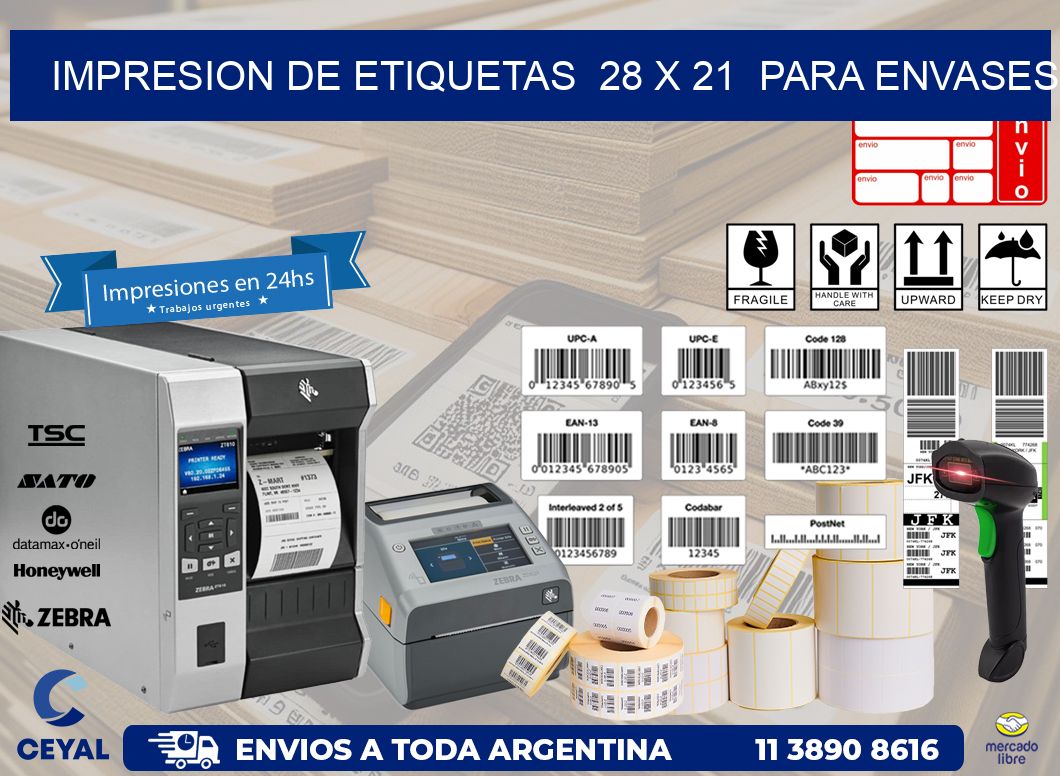 impresion de etiquetas  28 x 21  para envases