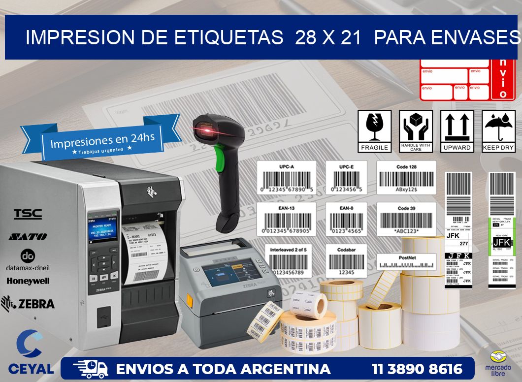 impresion de etiquetas  28 x 21  para envases