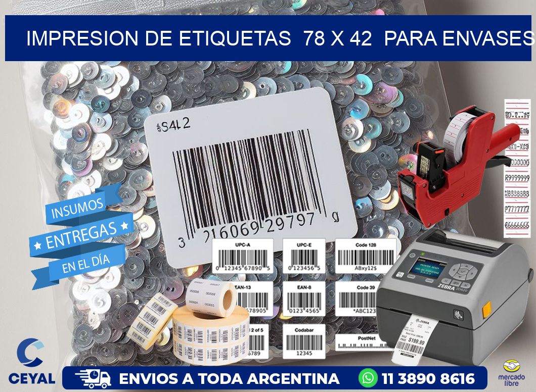 impresion de etiquetas  78 x 42  para envases