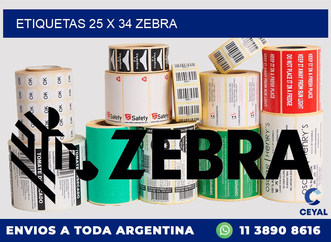 ETIQUETAS 25 x 34 ZEBRA