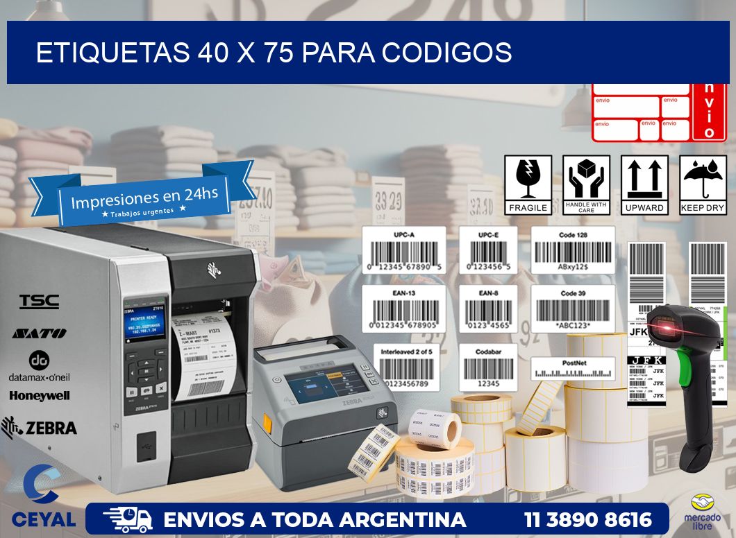 ETIQUETAS 40 x 75 PARA CODIGOS