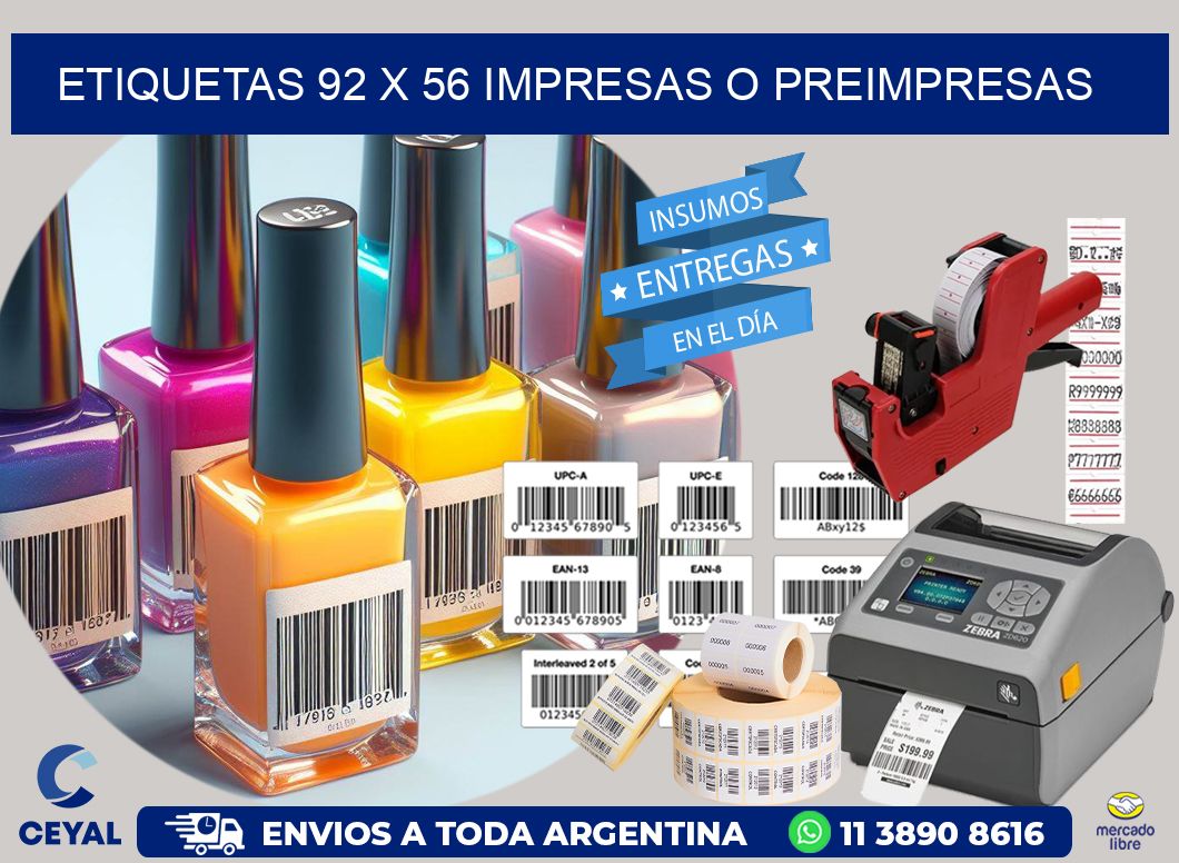 ETIQUETAS 92 x 56 IMPRESAS O PREIMPRESAS