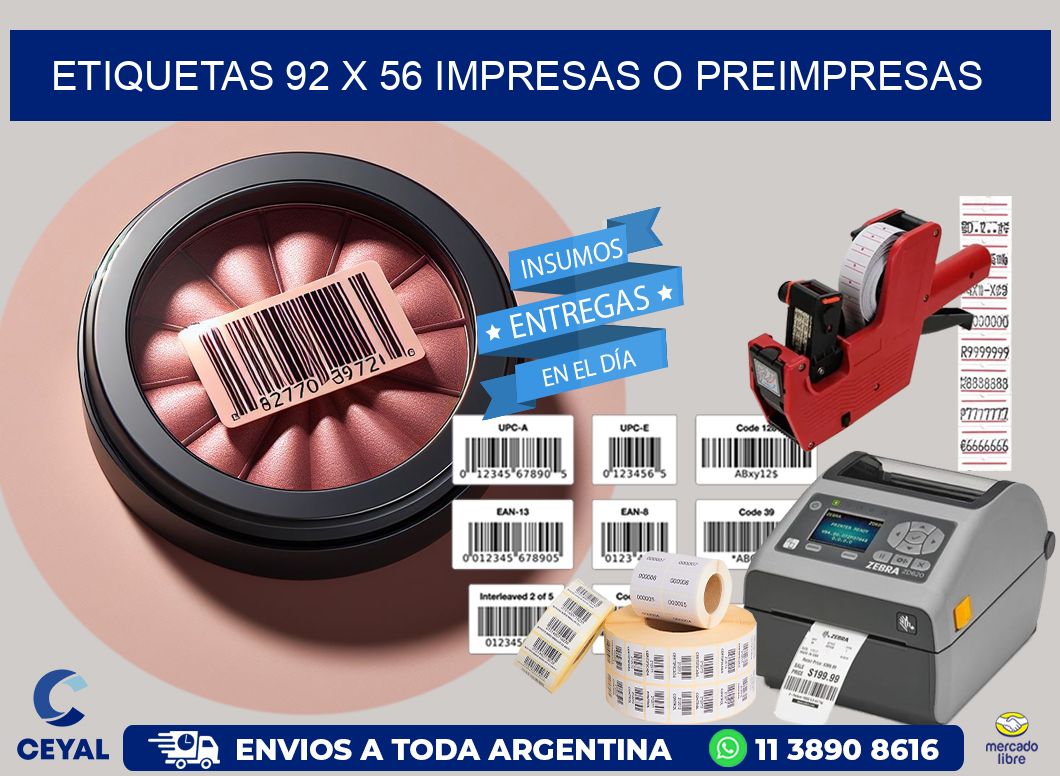 ETIQUETAS 92 x 56 IMPRESAS O PREIMPRESAS