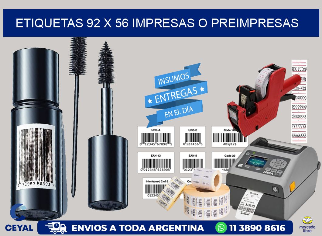 ETIQUETAS 92 x 56 IMPRESAS O PREIMPRESAS