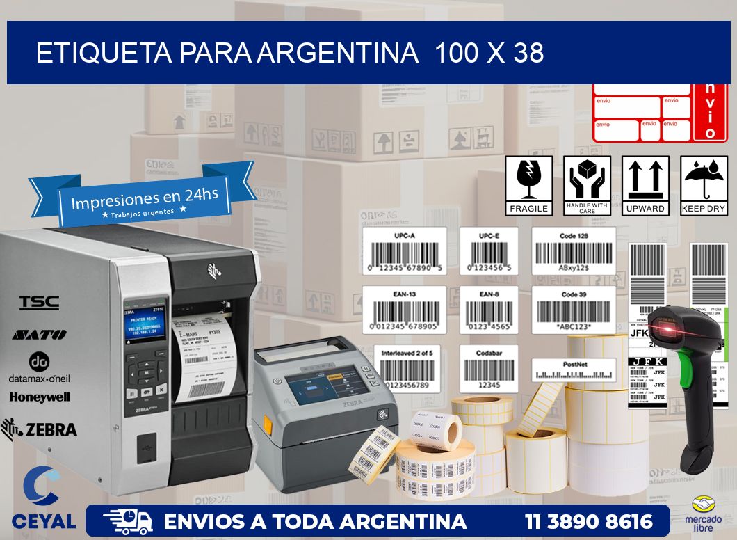 etiqueta para Argentina  100 x 38