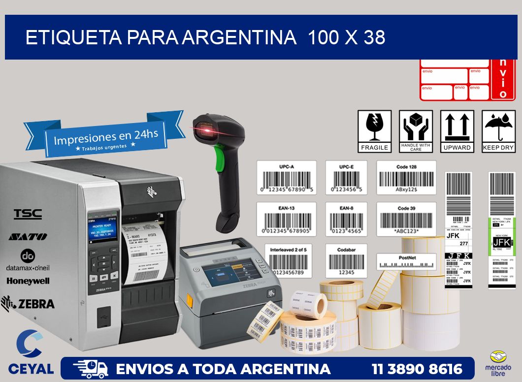 etiqueta para Argentina  100 x 38