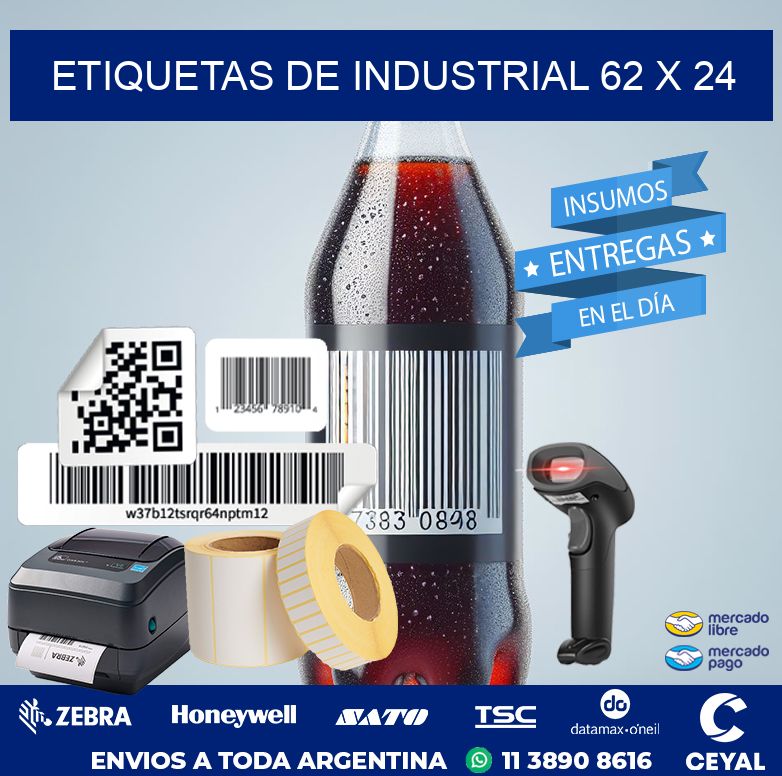 etiquetas de industrial 62 x 24