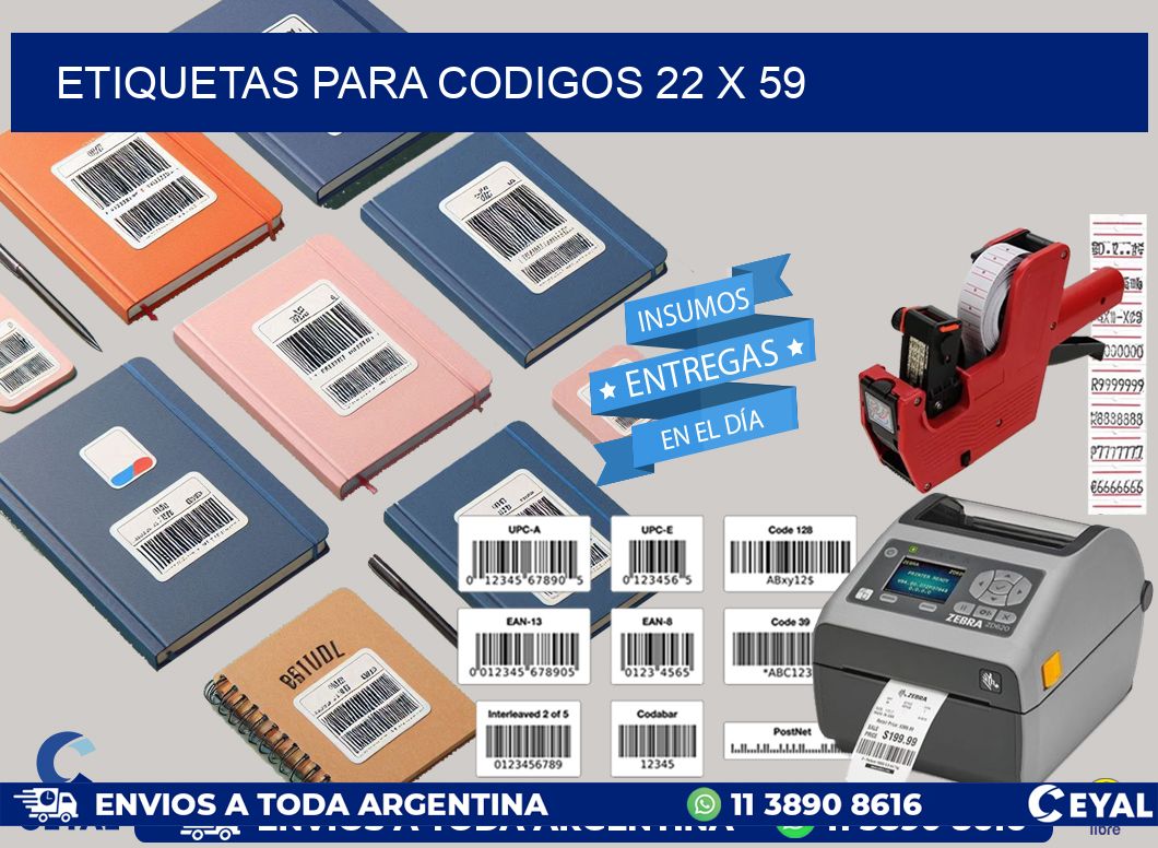 etiquetas para codigos 22 x 59