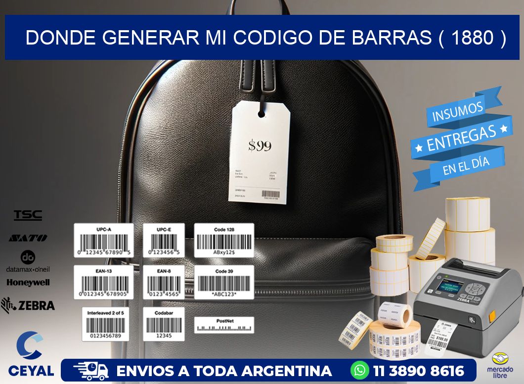 DONDE GENERAR MI CODIGO DE BARRAS ( 1880 )