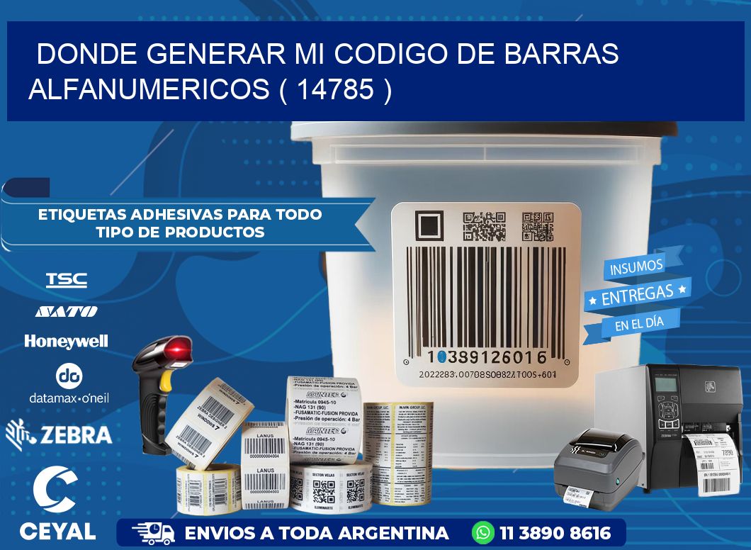 DONDE GENERAR MI CODIGO DE BARRAS ALFANUMERICOS ( 14785 )