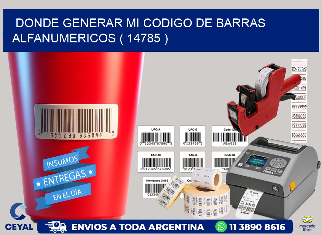 DONDE GENERAR MI CODIGO DE BARRAS ALFANUMERICOS ( 14785 )