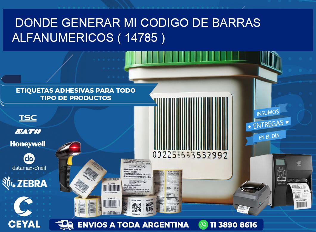 DONDE GENERAR MI CODIGO DE BARRAS ALFANUMERICOS ( 14785 )