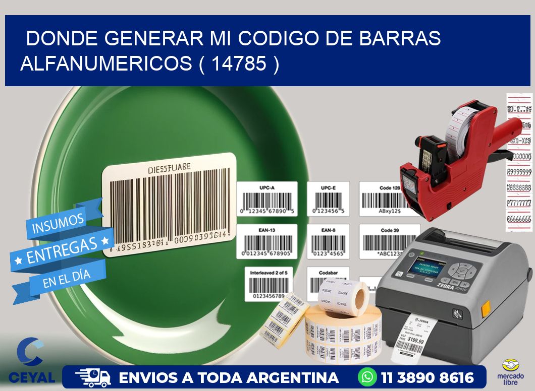 DONDE GENERAR MI CODIGO DE BARRAS ALFANUMERICOS ( 14785 )
