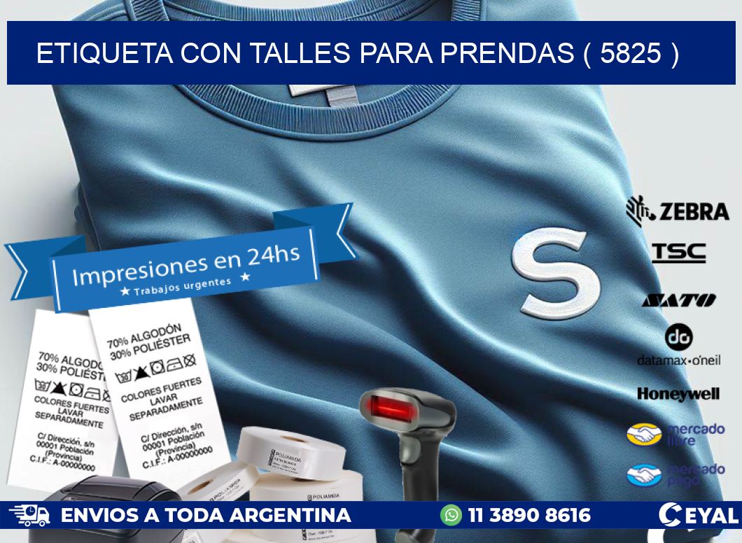 ETIQUETA CON TALLES PARA PRENDAS ( 5825 )