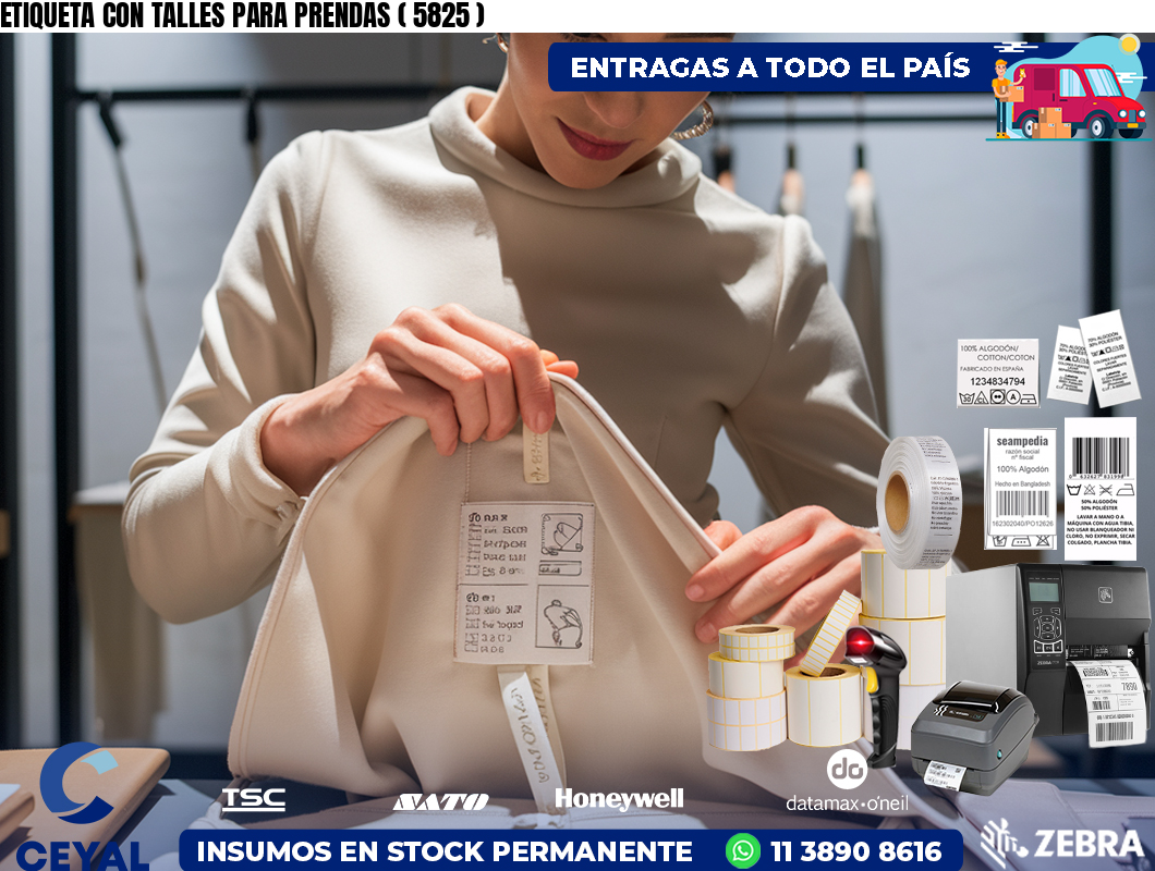 ETIQUETA CON TALLES PARA PRENDAS ( 5825 )