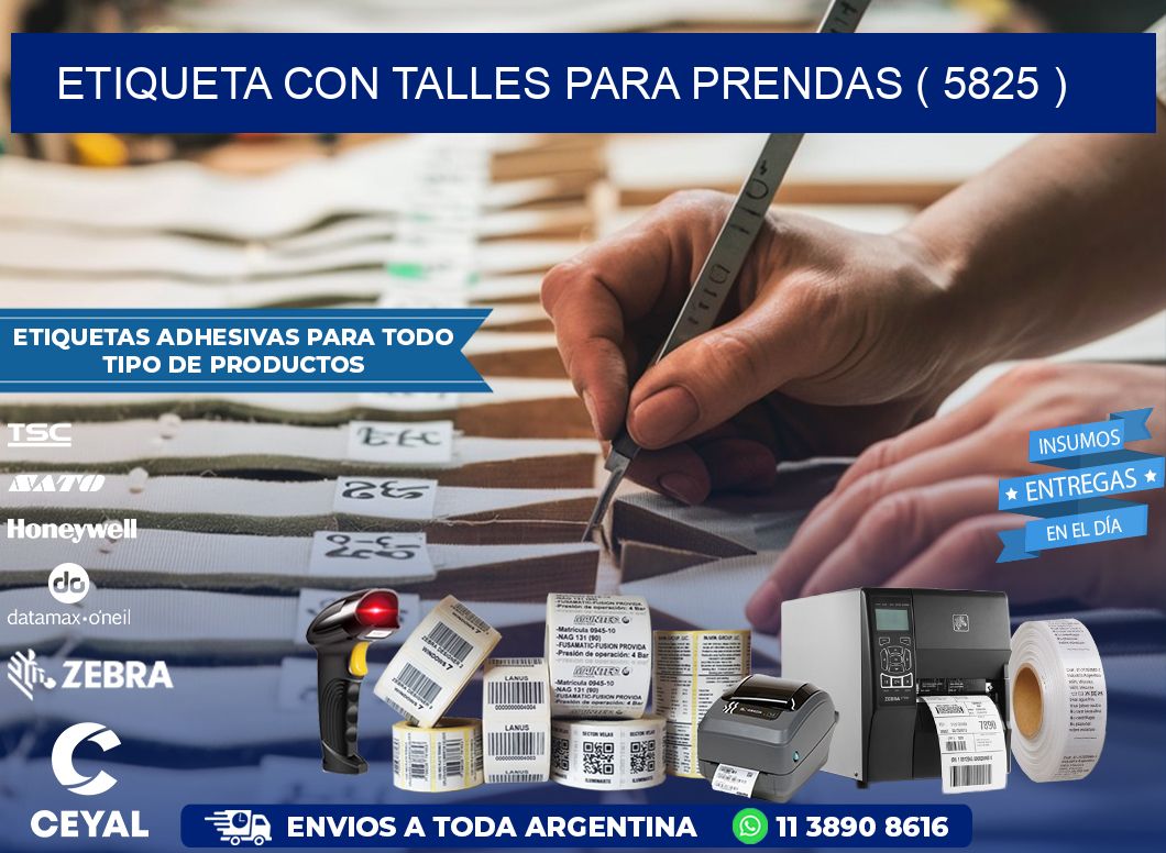 ETIQUETA CON TALLES PARA PRENDAS ( 5825 )