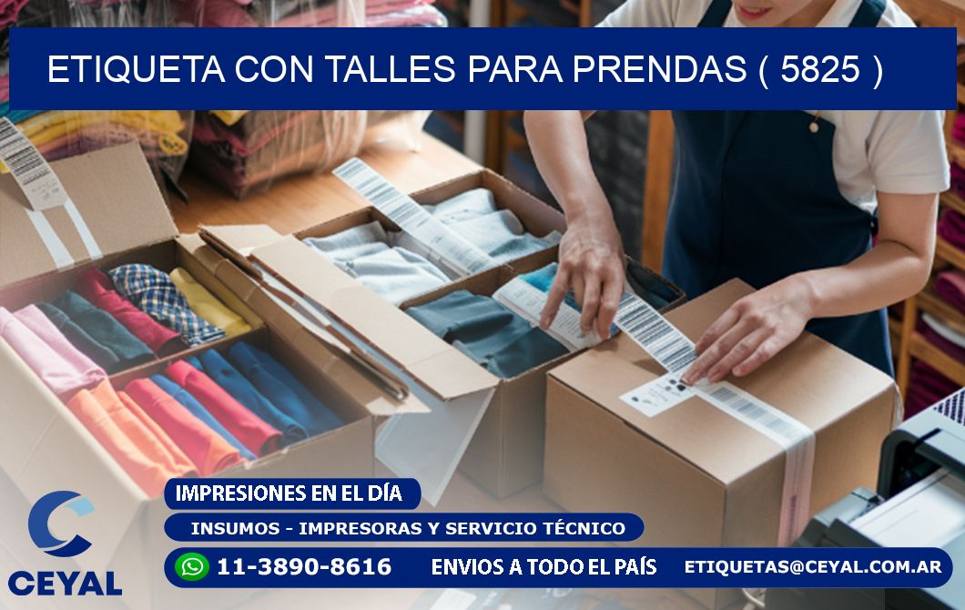 ETIQUETA CON TALLES PARA PRENDAS ( 5825 )