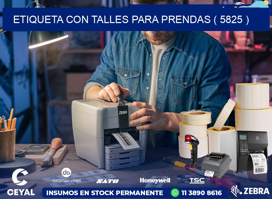 ETIQUETA CON TALLES PARA PRENDAS ( 5825 )