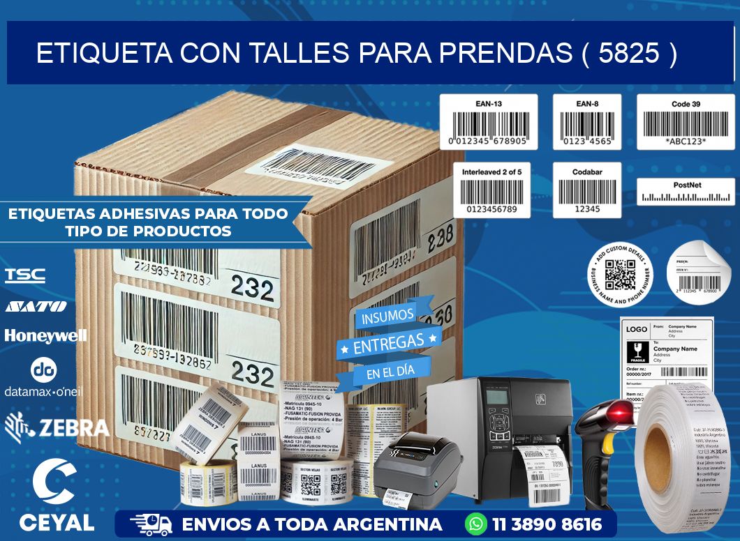 ETIQUETA CON TALLES PARA PRENDAS ( 5825 )