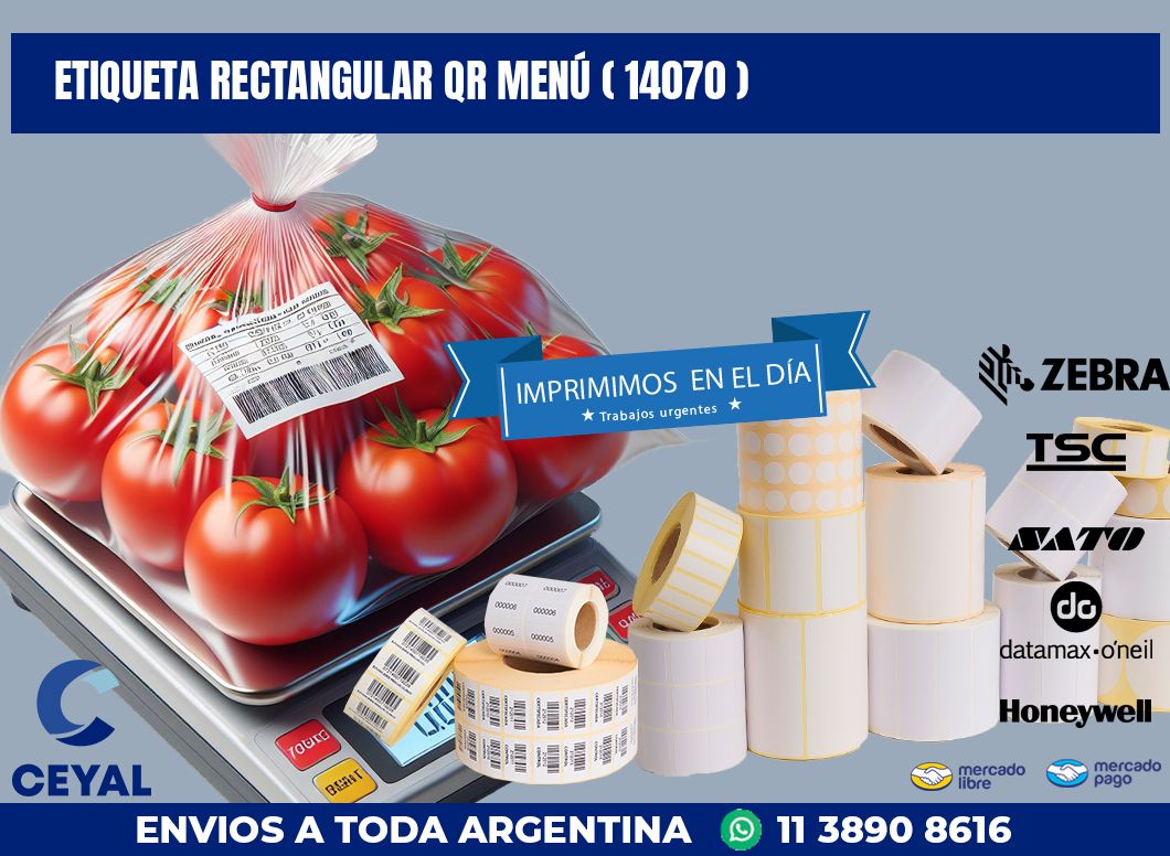 ETIQUETA RECTANGULAR QR MENÚ ( 14070 )
