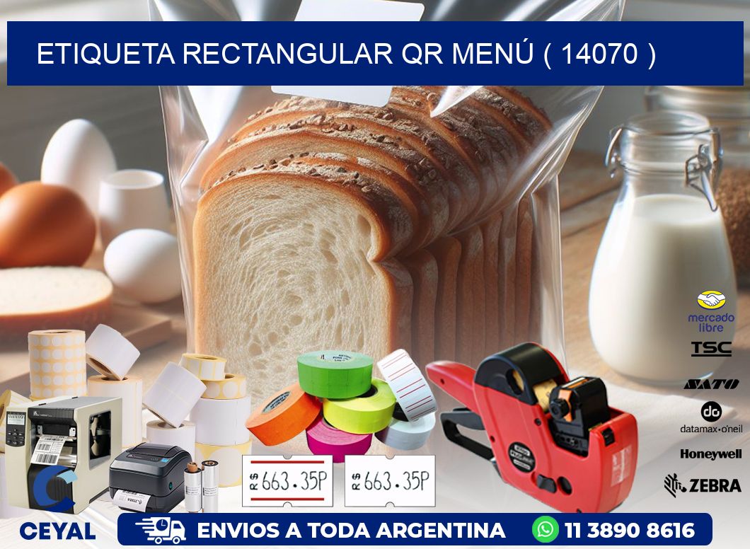 ETIQUETA RECTANGULAR QR MENÚ ( 14070 )
