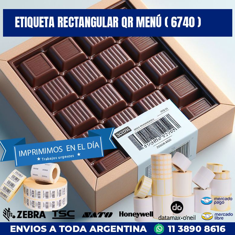 ETIQUETA RECTANGULAR QR MENÚ ( 6740 )