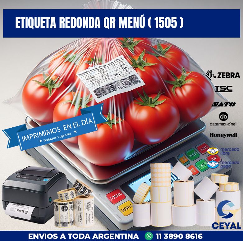ETIQUETA REDONDA QR MENÚ ( 1505 )
