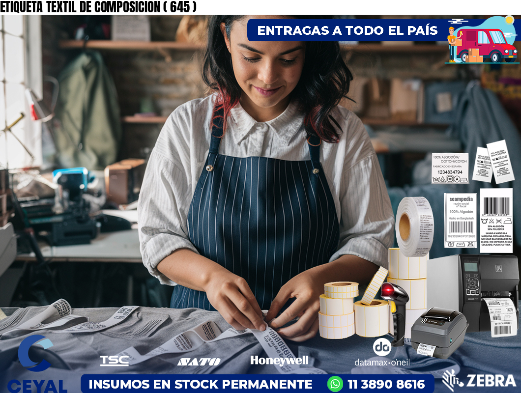 ETIQUETA TEXTIL DE COMPOSICION ( 645 )