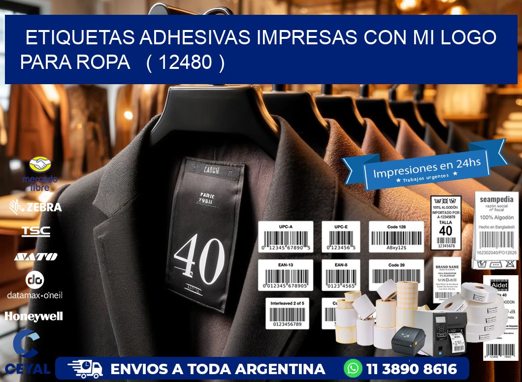 ETIQUETAS ADHESIVAS IMPRESAS CON MI LOGO PARA ROPA   ( 12480 )