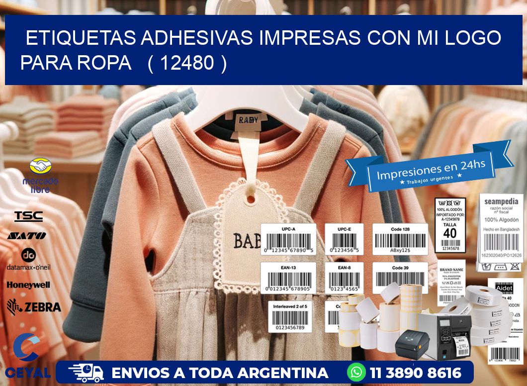 ETIQUETAS ADHESIVAS IMPRESAS CON MI LOGO PARA ROPA   ( 12480 )