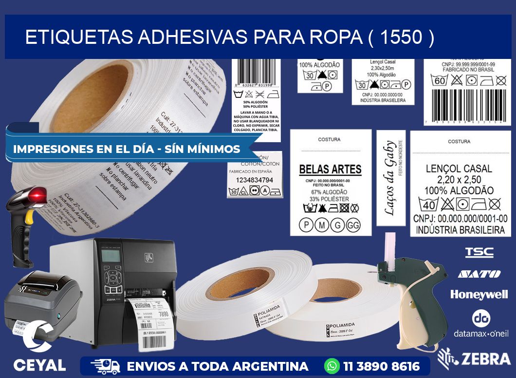 ETIQUETAS ADHESIVAS PARA ROPA ( 1550 )