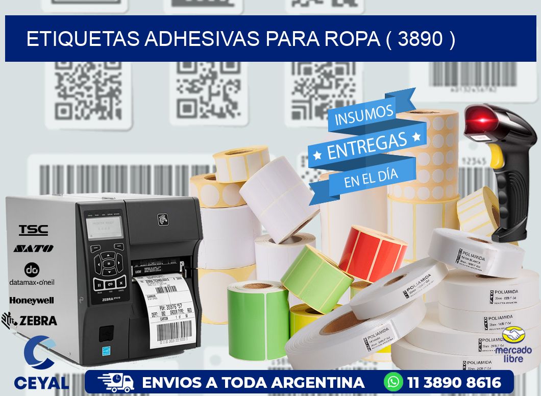 ETIQUETAS ADHESIVAS PARA ROPA ( 3890 )