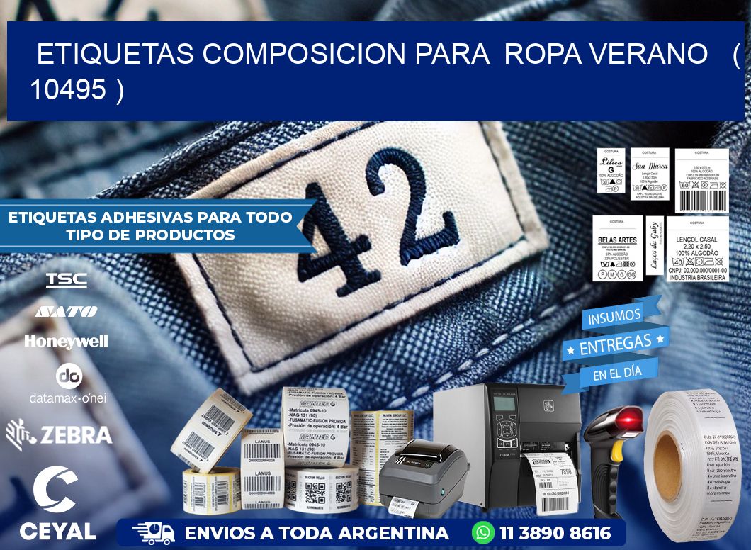 ETIQUETAS COMPOSICION PARA  ROPA VERANO   ( 10495 )
