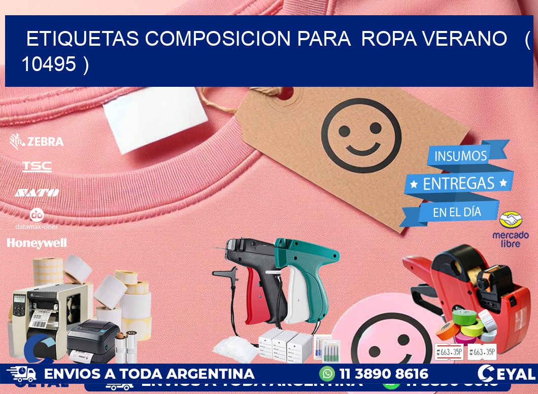 ETIQUETAS COMPOSICION PARA  ROPA VERANO   ( 10495 )