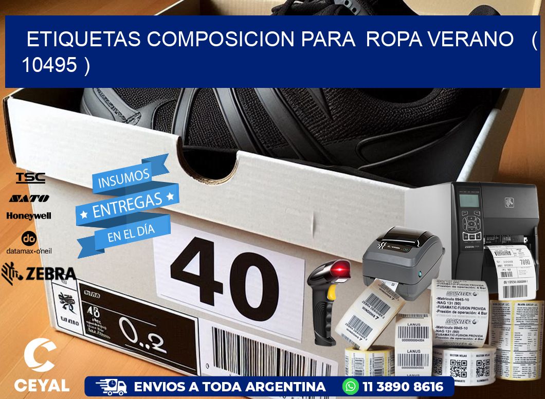 ETIQUETAS COMPOSICION PARA  ROPA VERANO   ( 10495 )