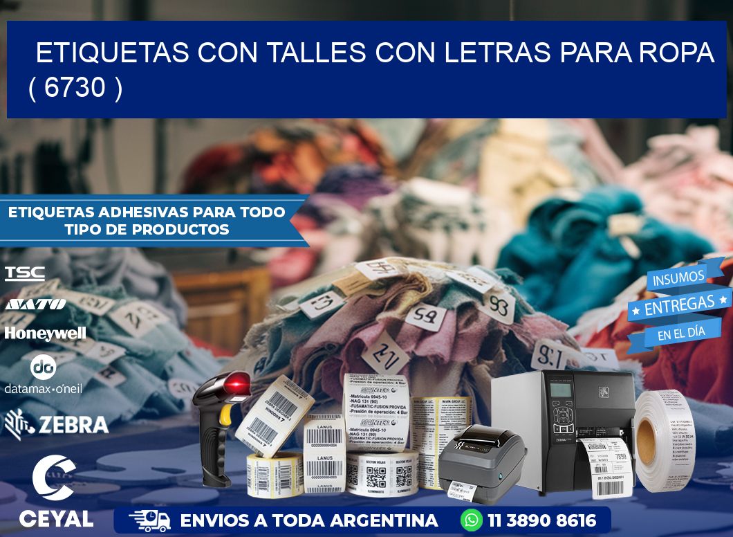 ETIQUETAS CON TALLES CON LETRAS PARA ROPA   ( 6730 )