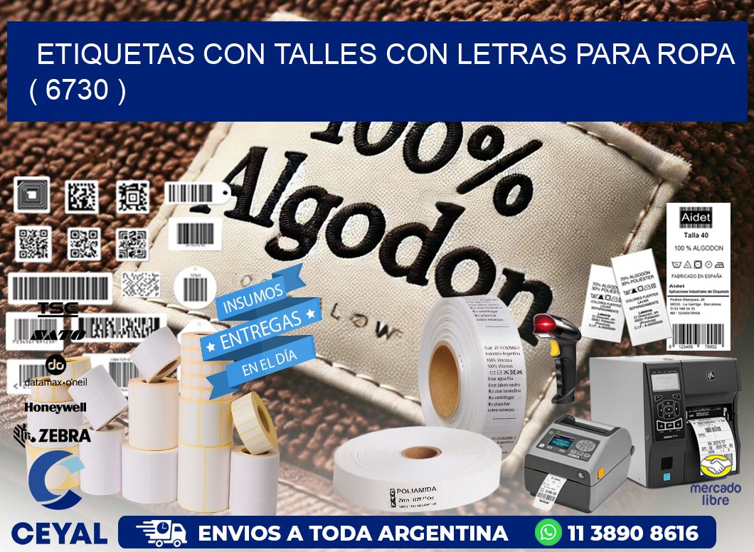 ETIQUETAS CON TALLES CON LETRAS PARA ROPA   ( 6730 )