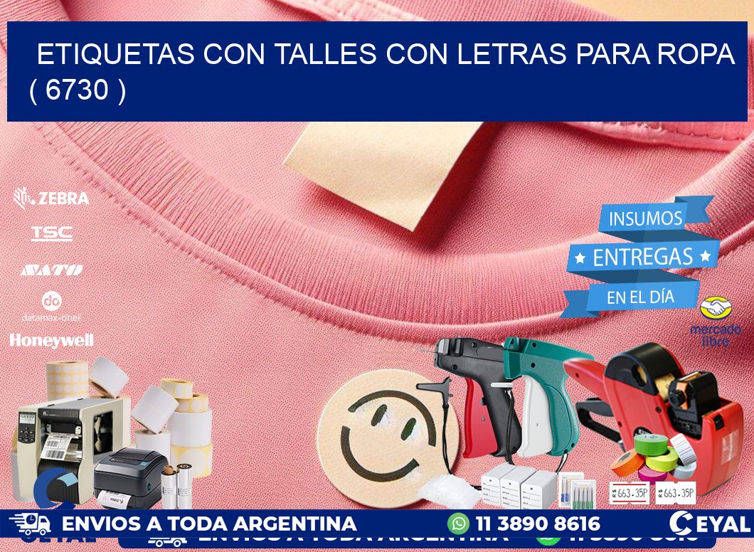 ETIQUETAS CON TALLES CON LETRAS PARA ROPA   ( 6730 )