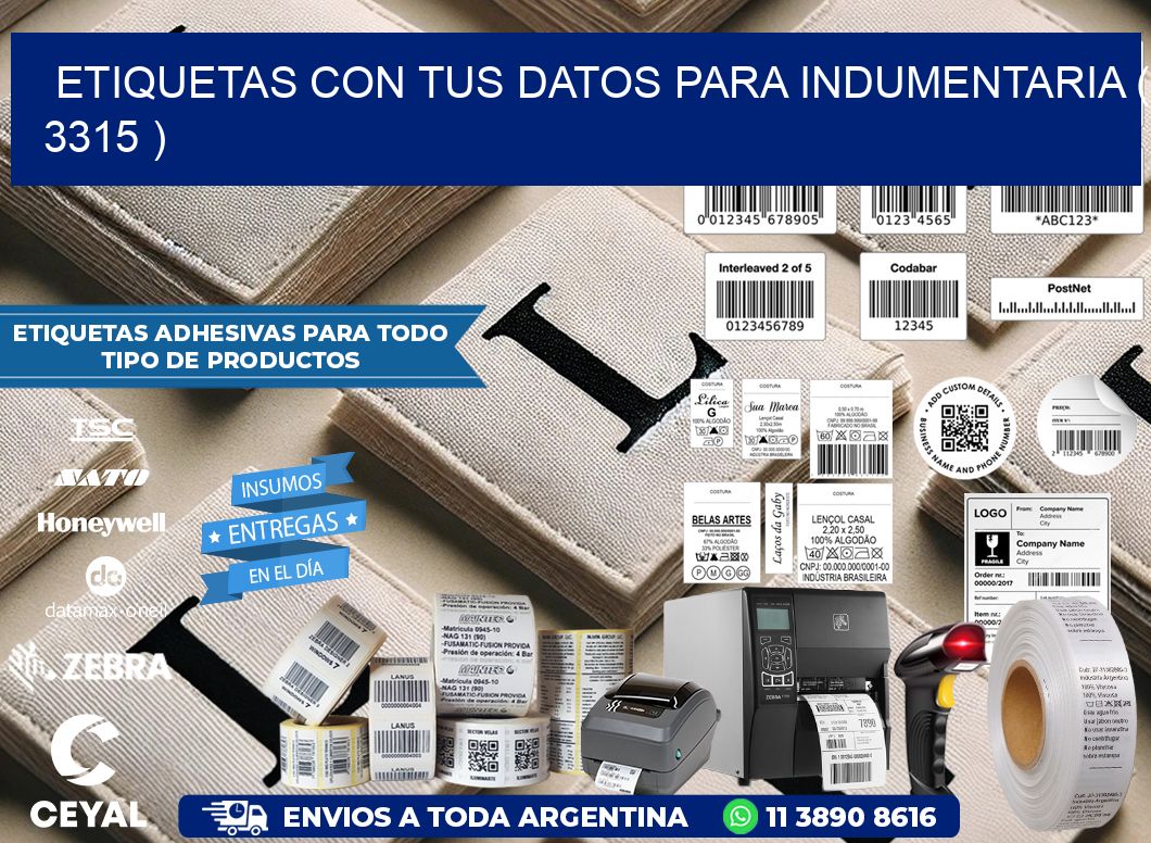 ETIQUETAS CON TUS DATOS PARA INDUMENTARIA ( 3315 )